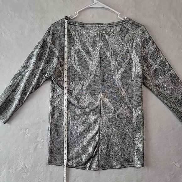 WHBM Silver Shimmer 3/4 Sleeve Drop Shoulder Tee XXS Extra Small NWOT - Picture 5 of 13